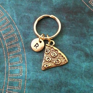Pizza Keychain SMALL Gold Pizza Slice Keychain Personalized Keychain Food Keychain Pizzeria Gift Bridesmaid Keychain Slice of Pizza Keyring