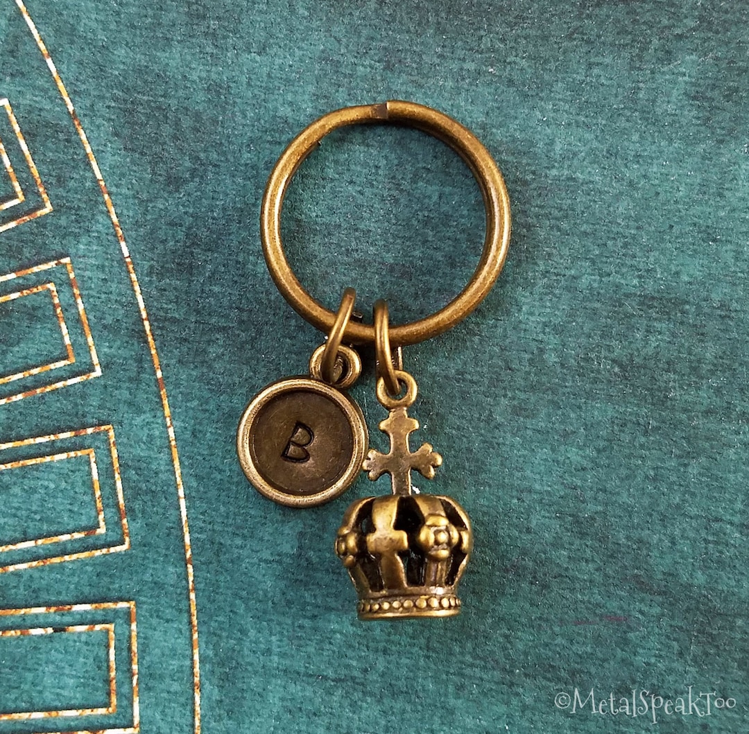 Crown Key Rings Crown Keychain VERY SMALL Bronze Crown Keyring Queen Keychain Queen ...