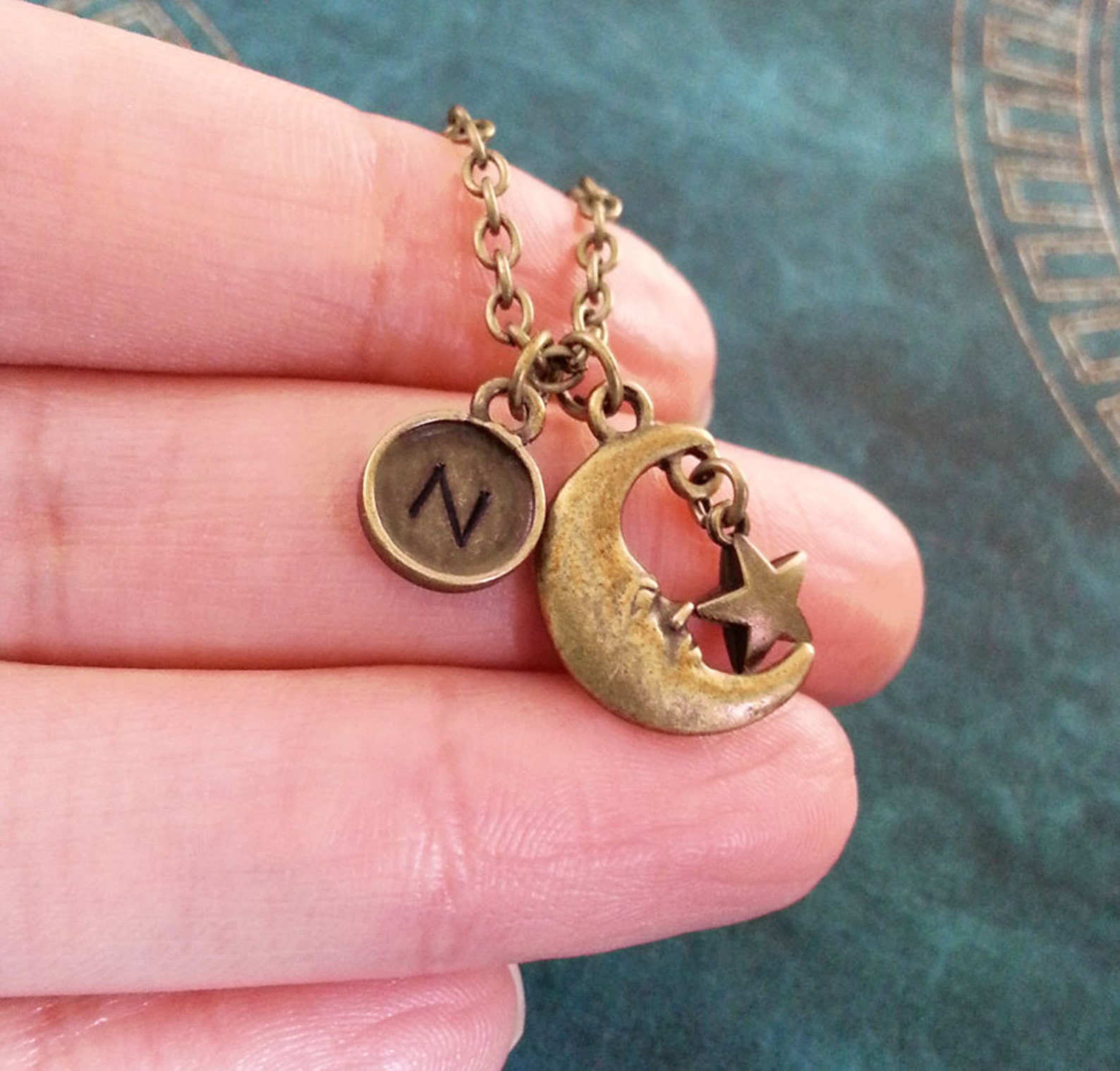 Moon Keychain VERY SMALL Bronze Moon Keyring Celestial Etsy
