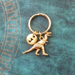 Dinosaur Keychain SMALL T-Rex Keychain Personalized Keychain Gold Dinosaur Keyring Boyfriend Keychain Tyrannosaurus Keychain T-Rex Keyring