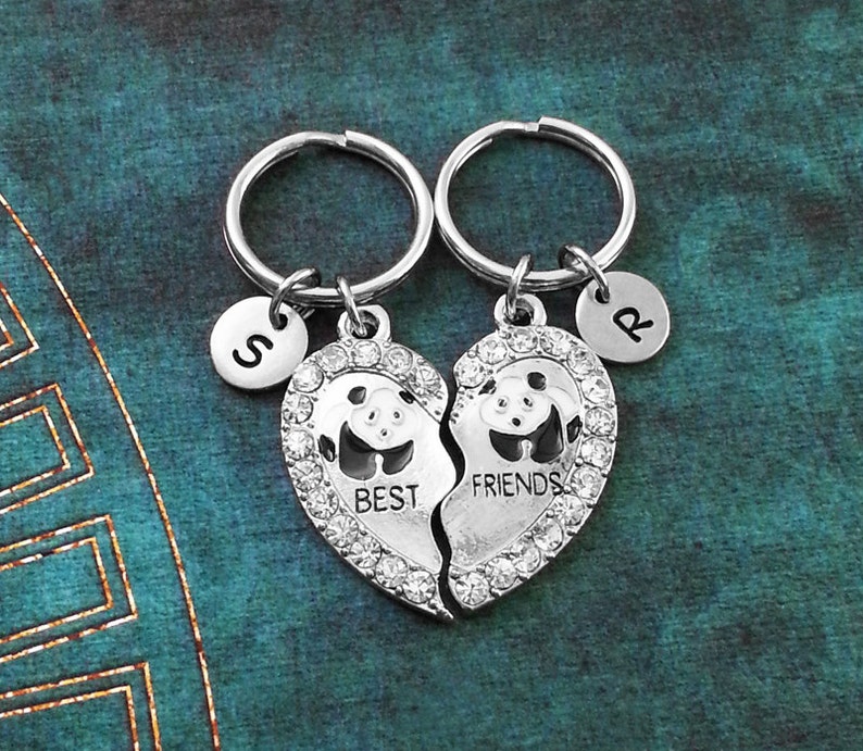 Panda Keychain Friendship Keychains Best Friend Keychain Set Bestfriend Keychain Rhinestone Keychain Broken Heart Keychain Friends Keychain