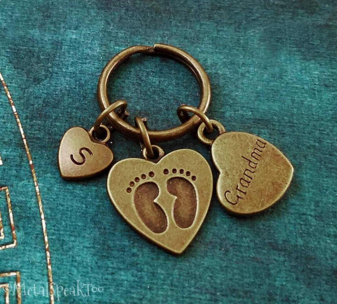 Baby Feet Keychain SMALL Heart Keychain Baby Reveal Baby Keychain ...