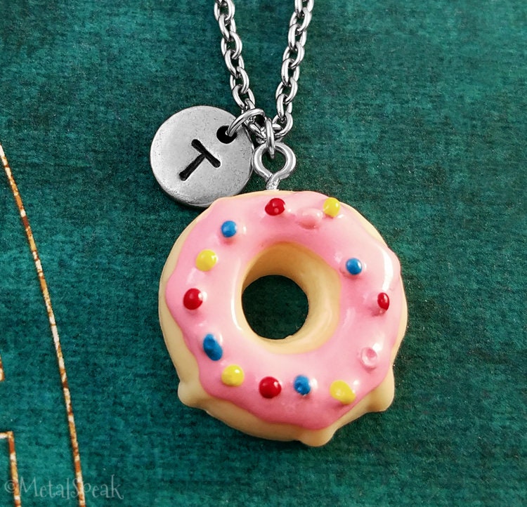 Donut Keychain SMALL Pink Donut Keyring Donut with Sprinkles Etsy