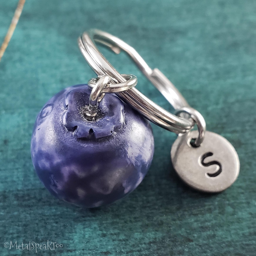 Blueberry Keychain SMALL Realistic Blueberry Pendant Keyring Fruit ...