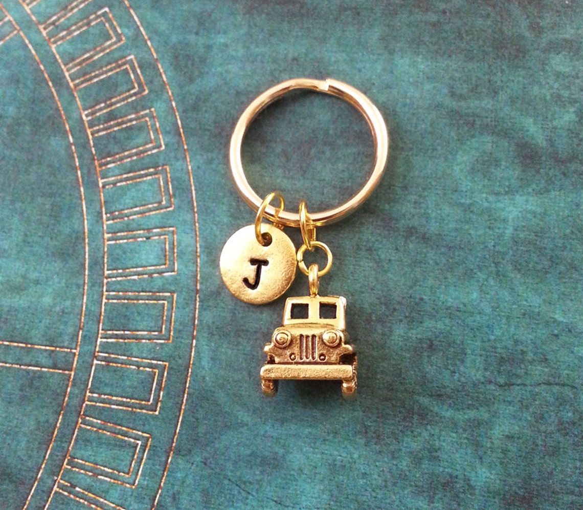 Truck Keychain SMALL Vintage Gold Truck Keyring Personalized Keychain ...