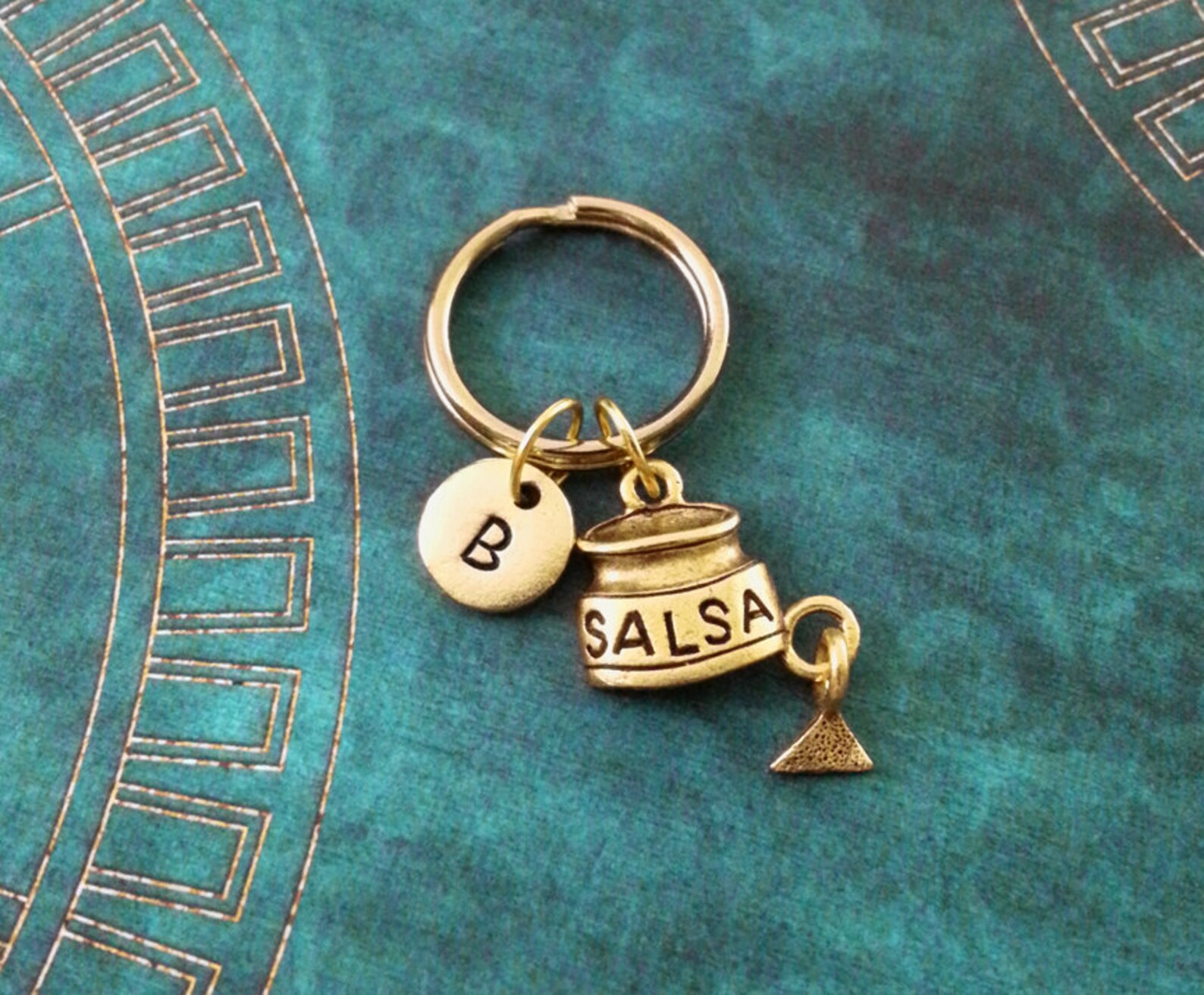 Salsa Keychain VERY SMALL Gold Salsa and Chips Keychain Etsy