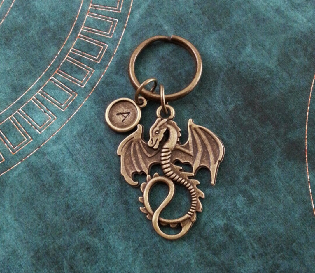 Serpent Keychain Flying Serpent Keyring Personalized Keychain Brass