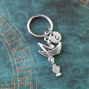 Fisherman Keychain VERY SMALL Fishing Keychain Personalized Keychain Fish Keychain Fishing Gift Father&#39;s Day Keychain Boyfriend Keychain