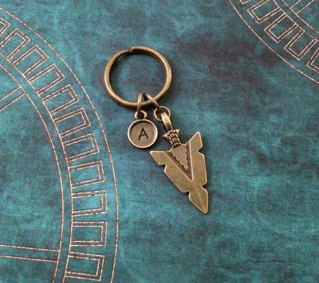Arrowhead Keychain SMALL Bronze Arrowhead Keyring Personalized Etsy