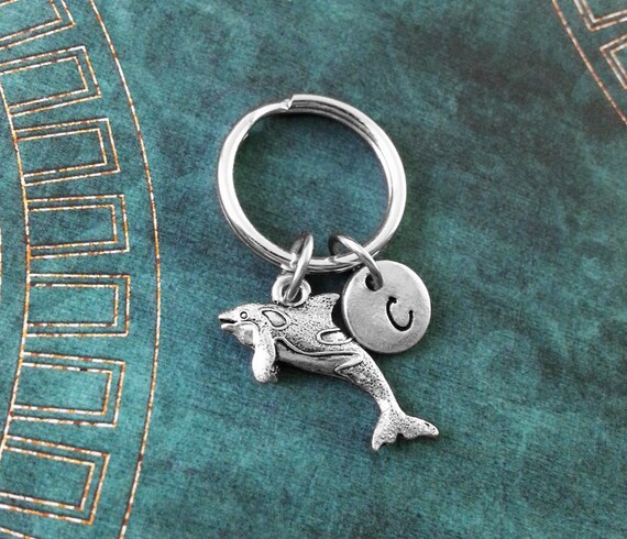 personalized keychain animal keychain whale charm Whale keychain initial keychain customized keychain monogram