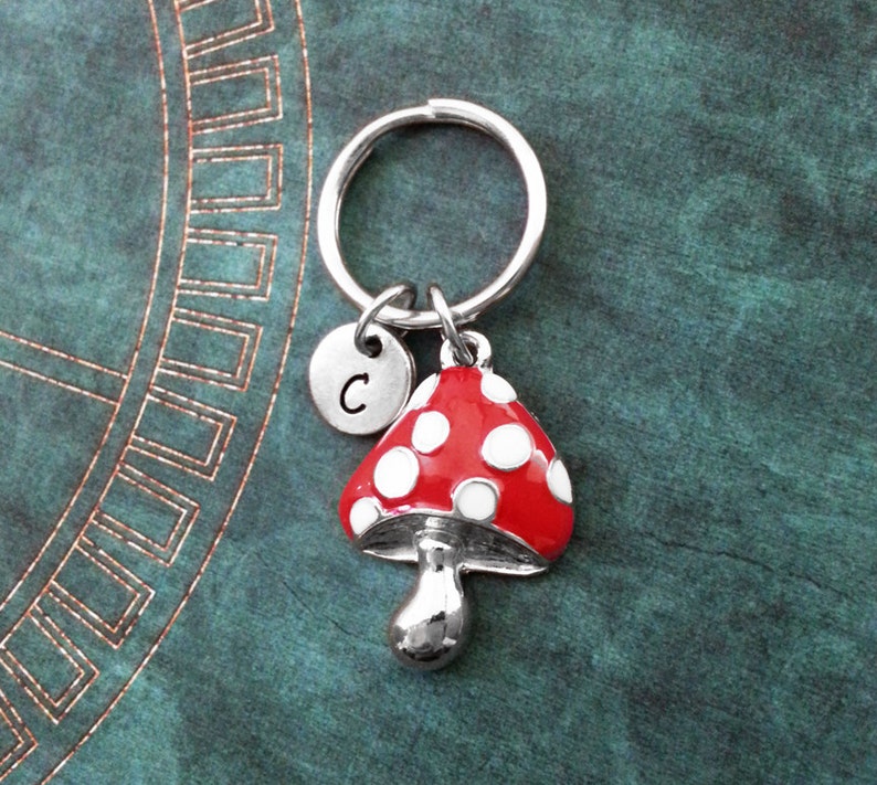 Gamer Keychain Geek Keychain Geek Gift Personalized Keychain SMALL Red Mushroom Keychain Toadstool Keychain Classic Video Game Keychain