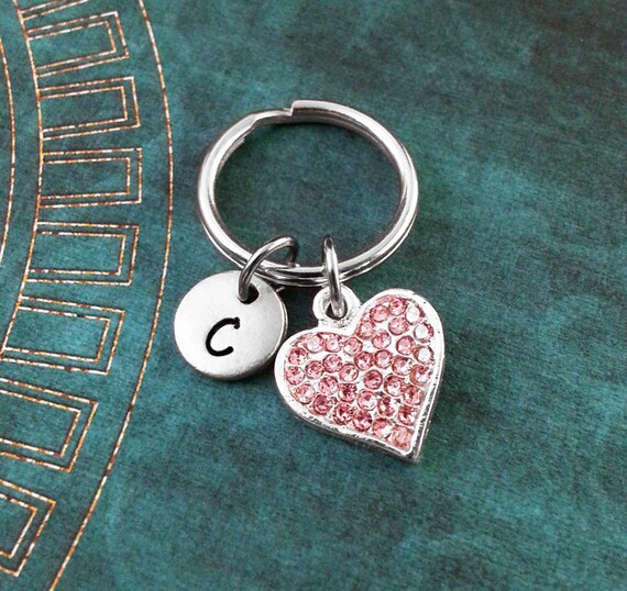 Pink heart shop keychain