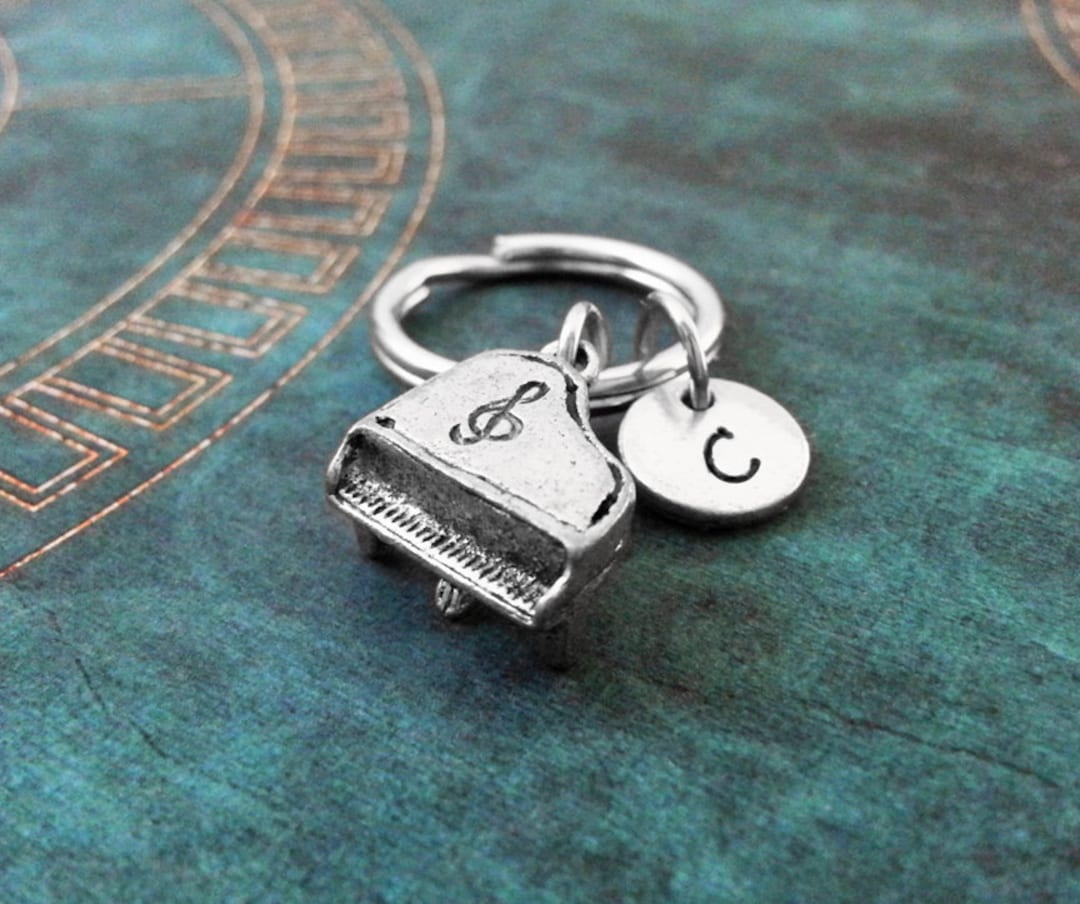 Piano Keychain SMALL Silver Piano Keyring Personalized Keychain Pianist ...
