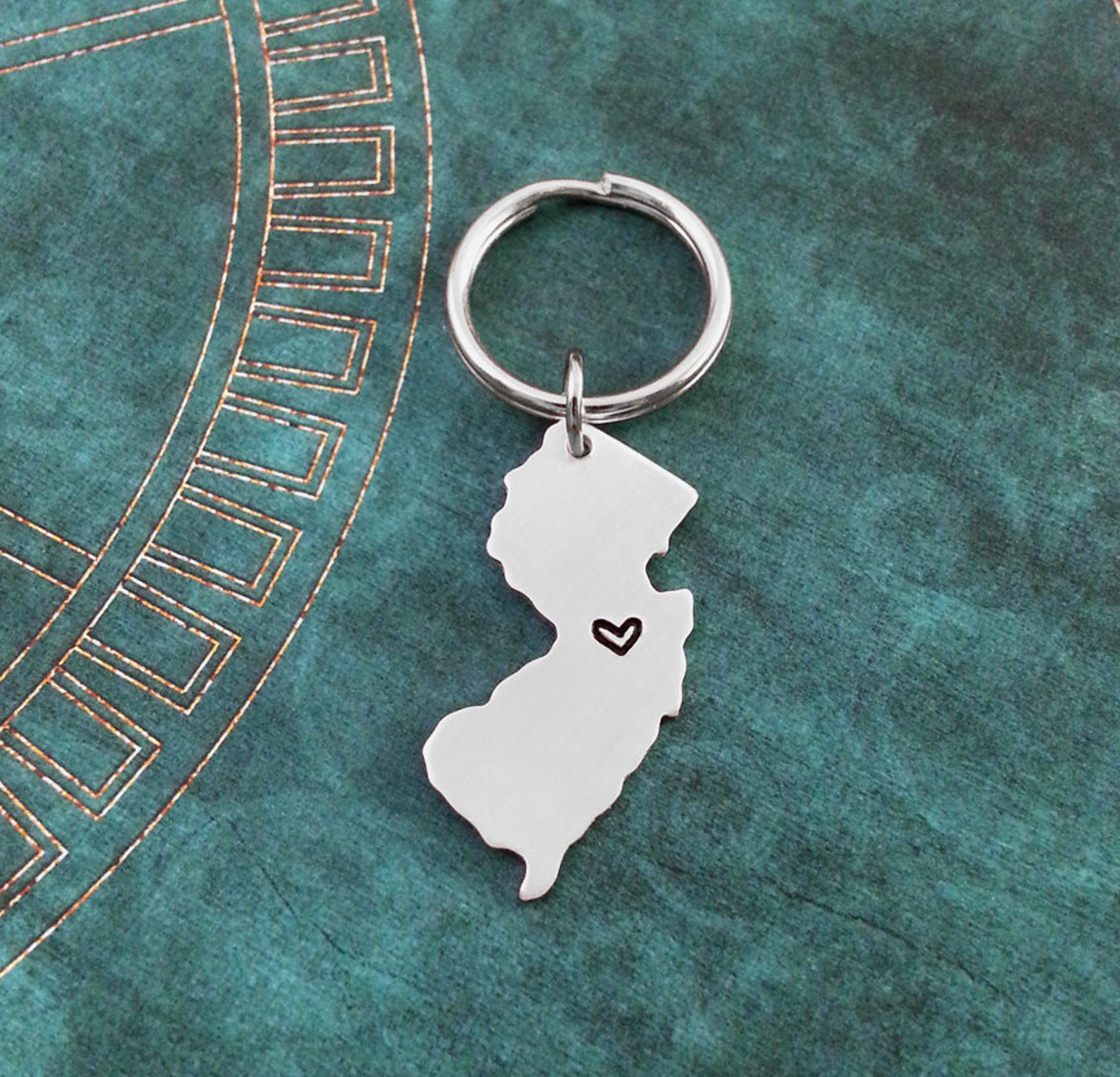 New Jersey Keychain Personalized New Jersey Keyring Long Etsy