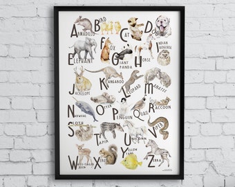 ABC Animal Alphabet Poster - Original Watercolors