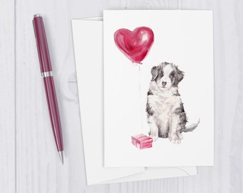 Puppy Love Balloon Cute Dog Greeting Card