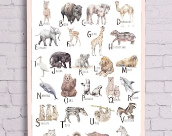 French Language ABC Animal Alphabet Poster