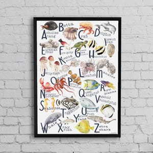 Under the Sea A to Z: ABC Fish Alphabet Poster - Original Watercolors