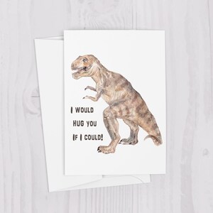 T Rex Dinosaur Hugs Social Distancing Greeting Card