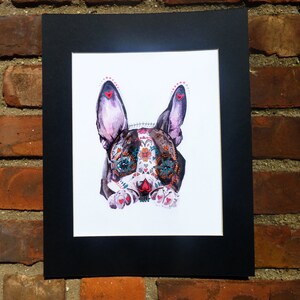 Sugar Skull Boston Terrier Puppy: Mixed media dia de los muertos image 3