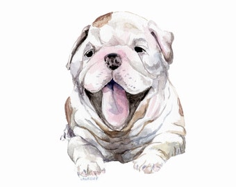 Bulldog Puppy Limited Edition Print 8.5x11 Watercolor Pet Painting - Choose from 2!