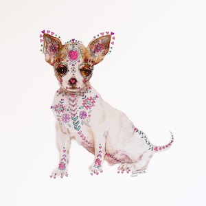 Sugar Skull Chihuahua: Mixed media, Dia de los Muertos