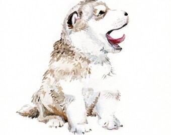 Husky Puppy With Tongue Out Limited Edition Print 8.5x11 Watercolor Dog - Choose from 3 images!