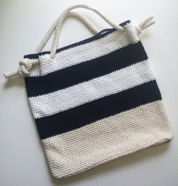 Sewn Rope Summer Letter Fringe Striped Tote Bag main image 1