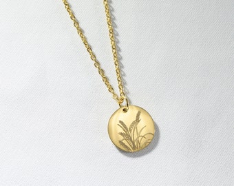 Wheat Stalk Necklace . Celebration Gift, Wild Flower Pendant in gold or silver