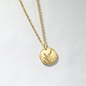 Wheat Stalk Necklace . Celebration Gift, Wild Flower Pendant in gold or silver