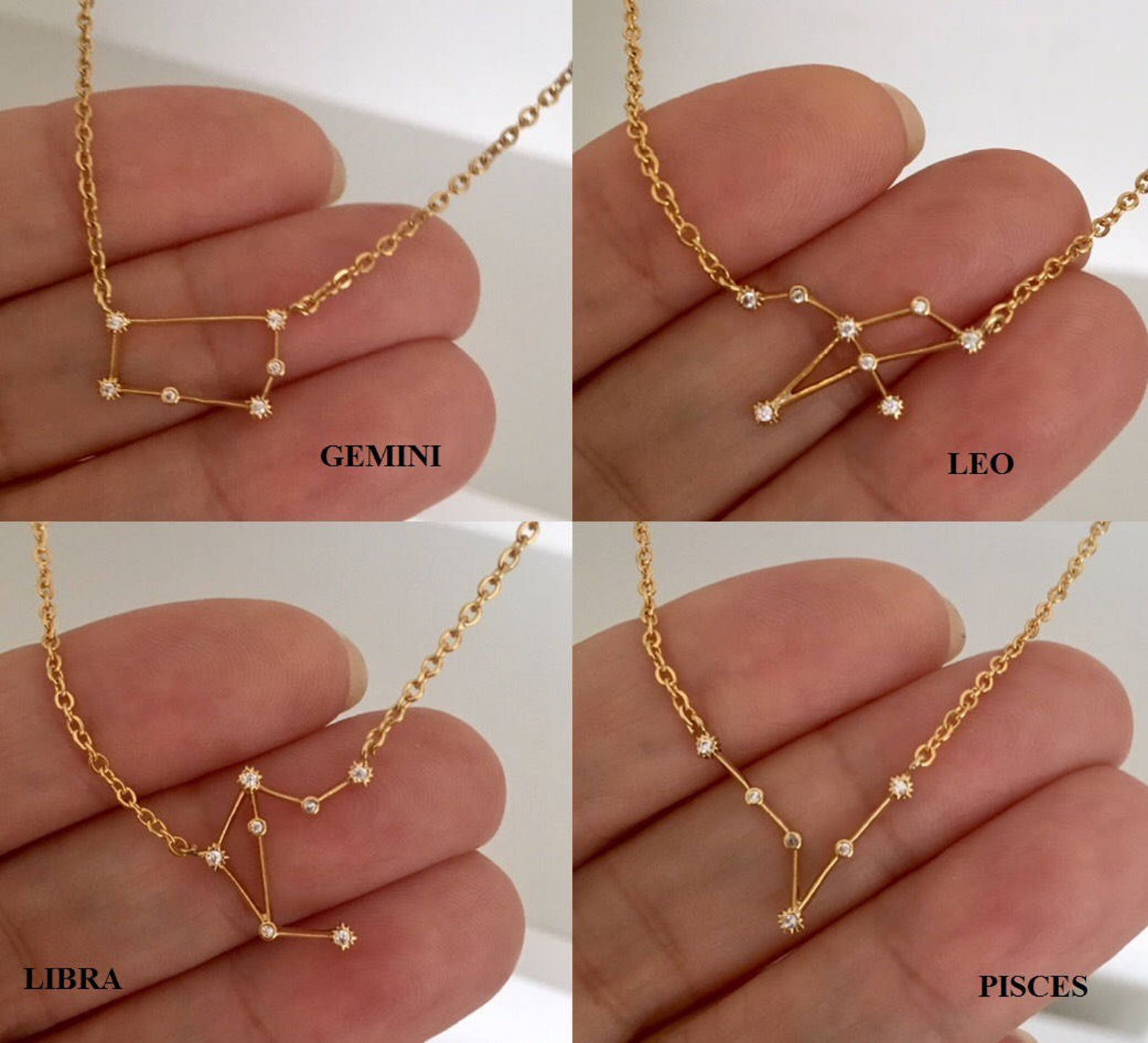 Zodiac Jewelry Constellation Necklacezodiac Signbirthday Etsy