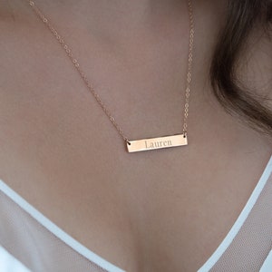 Name Bar Necklace . Custom Coordinates Neckace . Roman Numeral Necklace image 1