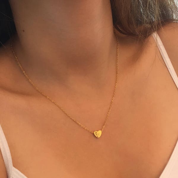 Heart necklace, Personalized Gift, Initial Necklace, Bridesmaid Gift, Layering Necklace