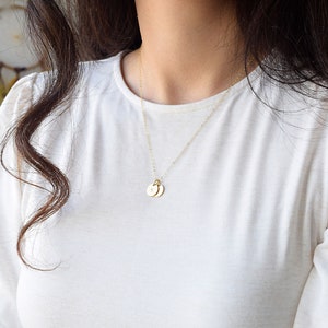 Initial Necklace . Coin Necklace in Gold, Silver or Rose Gold . Perfect Gift image 3