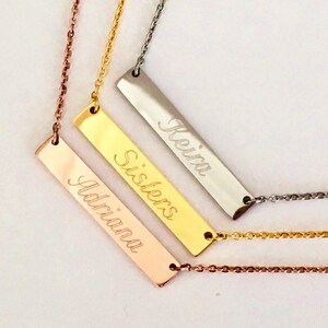 Name Bar Necklace . Custom Coordinates Neckace . Roman Numeral Necklace image 2