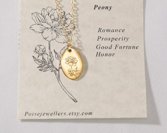 Peony Flower Necklace . Dainty Spring Floral Necklace . Frangrance Bloom Necklace