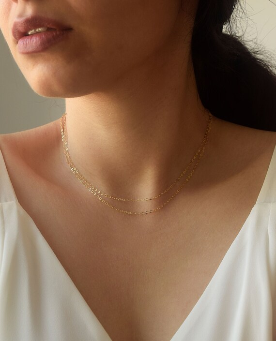 Dainty double chain necklace deals