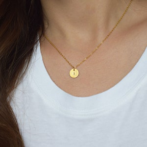 Initial Necklace . Coin Necklace in Gold, Silver or Rose Gold . Perfect Gift image 2