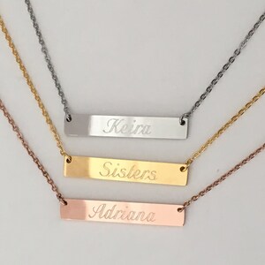 Name Bar Necklace . Custom Coordinates Neckace . Roman Numeral Necklace image 3