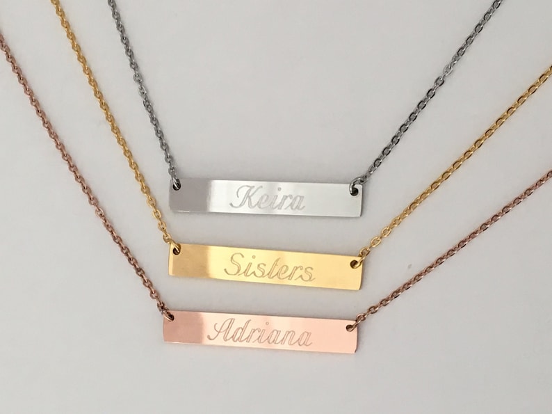 Name Bar Necklace . Custom Coordinates Neckace . Roman Numeral Necklace image 3