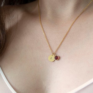 Initial and Birthstone Necklace . Birthday Gift . Personalized Jewelry in Gold, Silver or RoseGold image 4