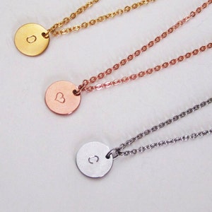 Initial Necklace . Coin Necklace in Gold, Silver or Rose Gold . Perfect Gift image 5