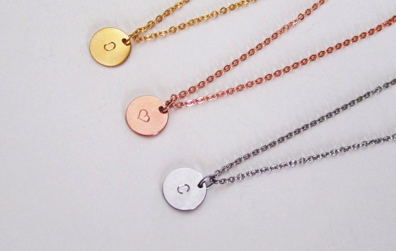 Initial Necklace . Coin Necklace in Gold, Silver or Rose Gold . Perfect Gift image 5