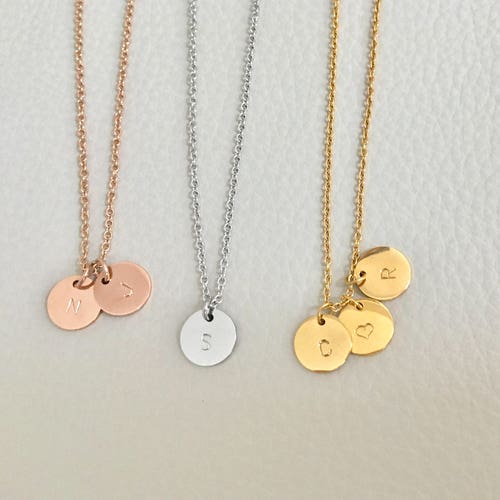 Initial Necklace . Coin Necklace in 