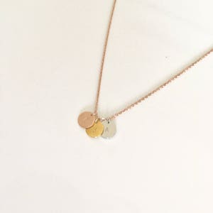 gold silver rose gold initial,disc initial necklace, circle initial necklace, 3 initial necklace,bridesmaid gift, image 3