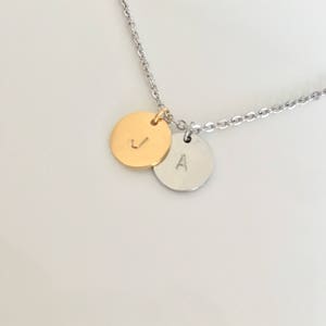 gold silver rose gold initial,disc initial necklace, circle initial necklace, 3 initial necklace,bridesmaid gift, image 4