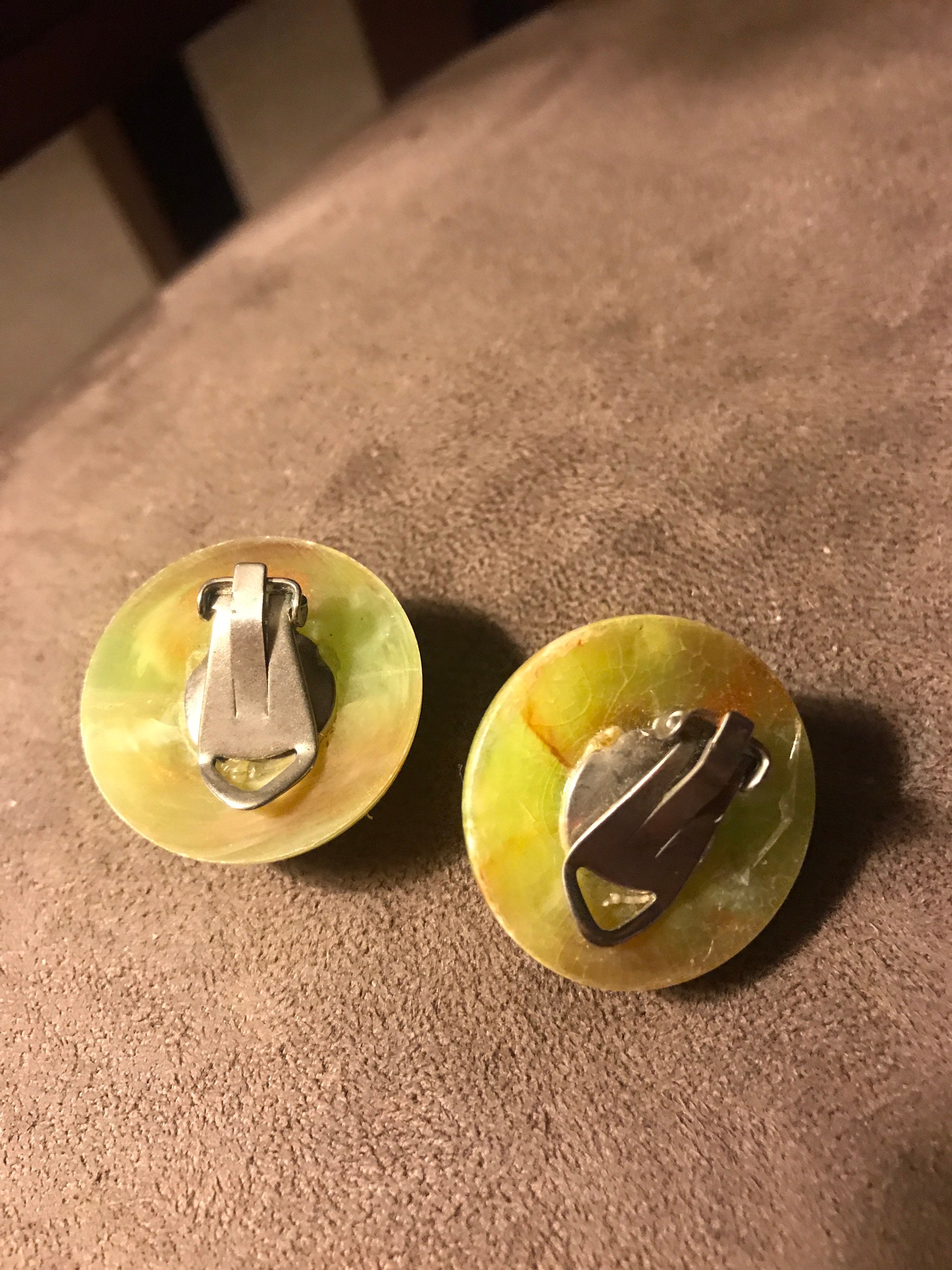 Vintage Green Clip on Earrings Etsy UK