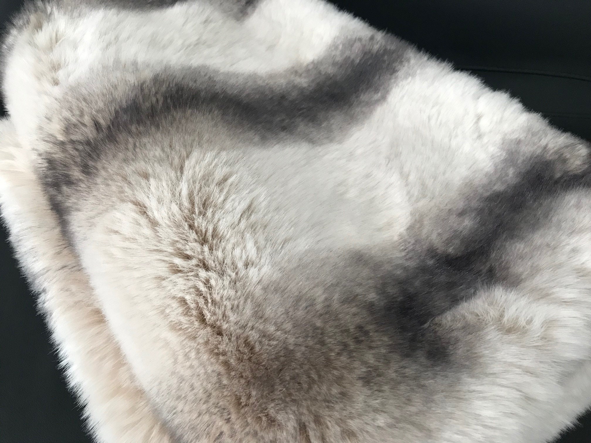 Luxury faux fur fabric by the meter, lynx imitation, grey - 1606 Grey Lynx  