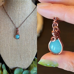 Wire Wrapped Color Treated Mystic Teal Agate Necklace