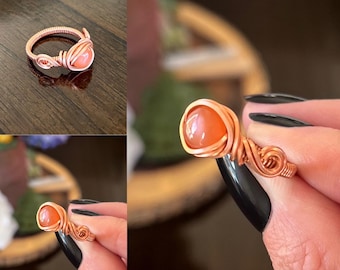 Draad gewikkeld Peachy Shimmer Ring-MAAT 7